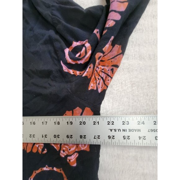 Eden Rising Womens Shell Print Long Sleeve Top Size Medium Black Orange Rayon - Picture 7 of 8